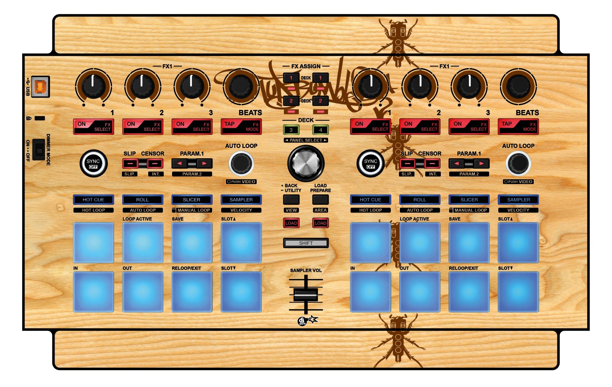 Pioneer DJ DDJ SP 1 Skin Thudrumble Wood