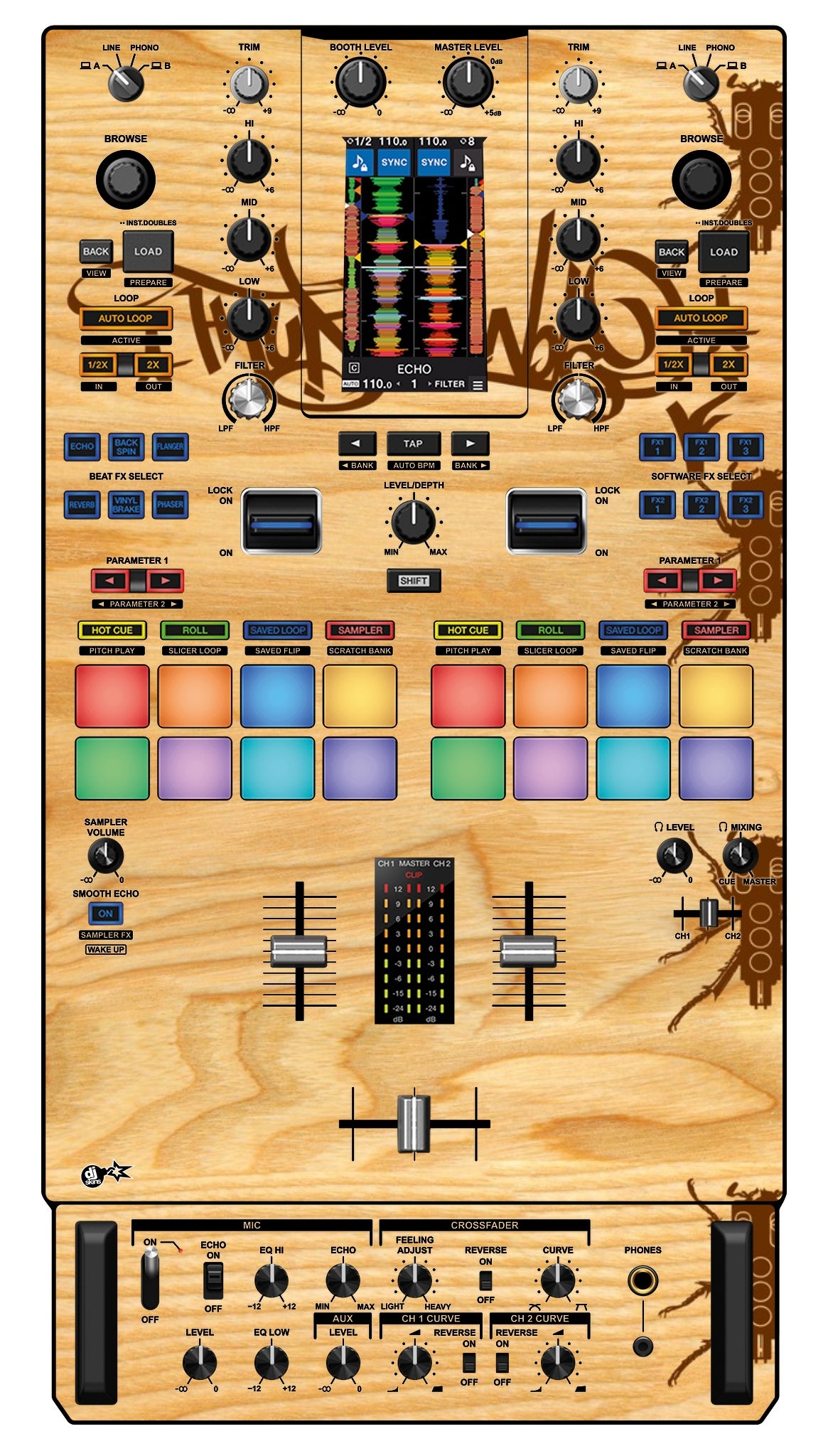 Pioneer DJ DJM S11 Skin Thudrumble Wood
