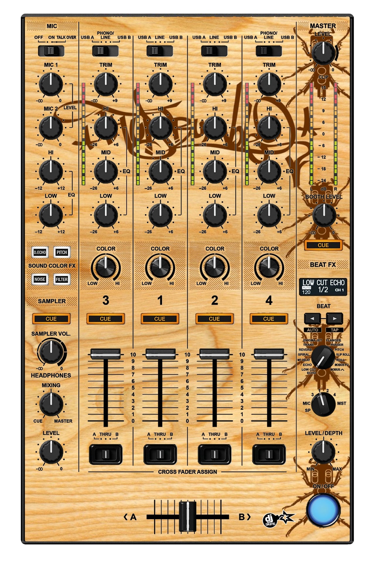 Pioneer DJ DDJ 1000 SRT MIXER Skin Thudrumble Wood