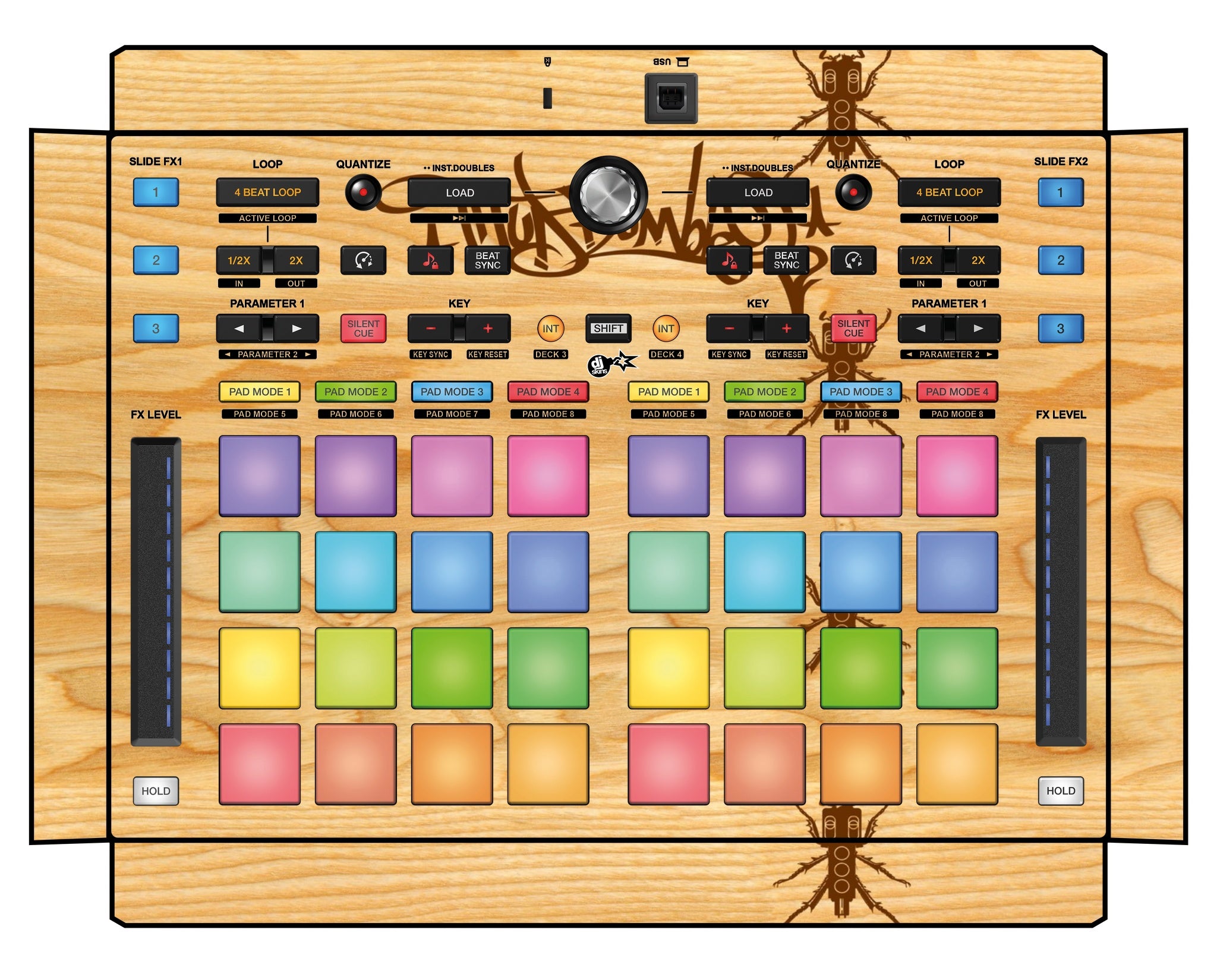 Pioneer DJ DDJ XP 2 Skin Thudrumble Wood