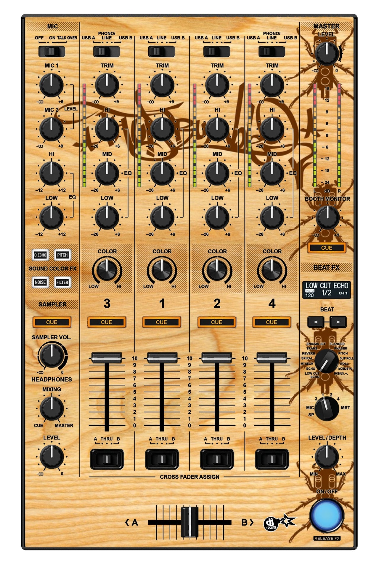 Pioneer DJ DDJ 1000 MIXER Skin Thudrumble Wood
