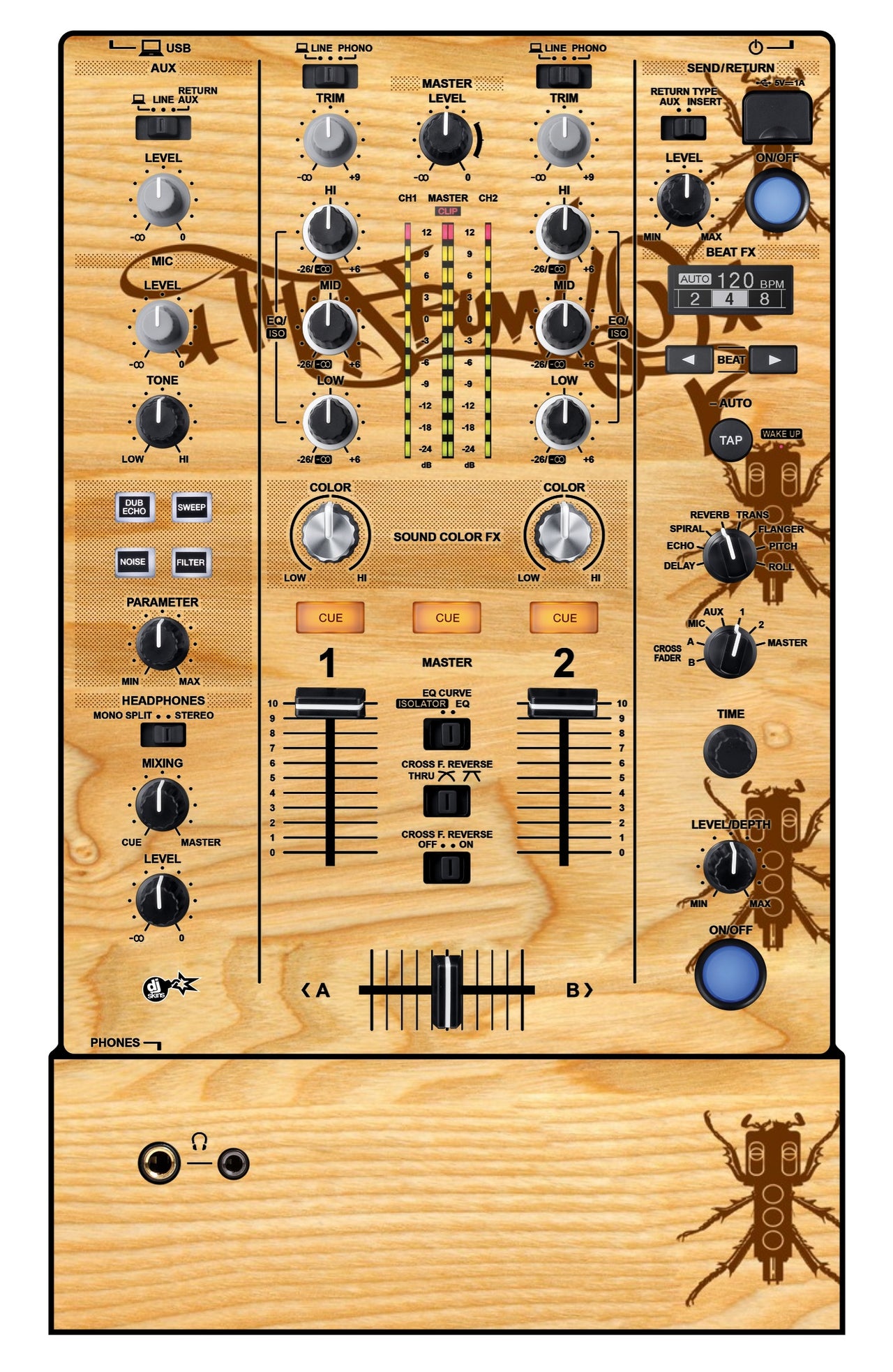 Pioneer DJ DJM 450 Skin Thudrumble Wood