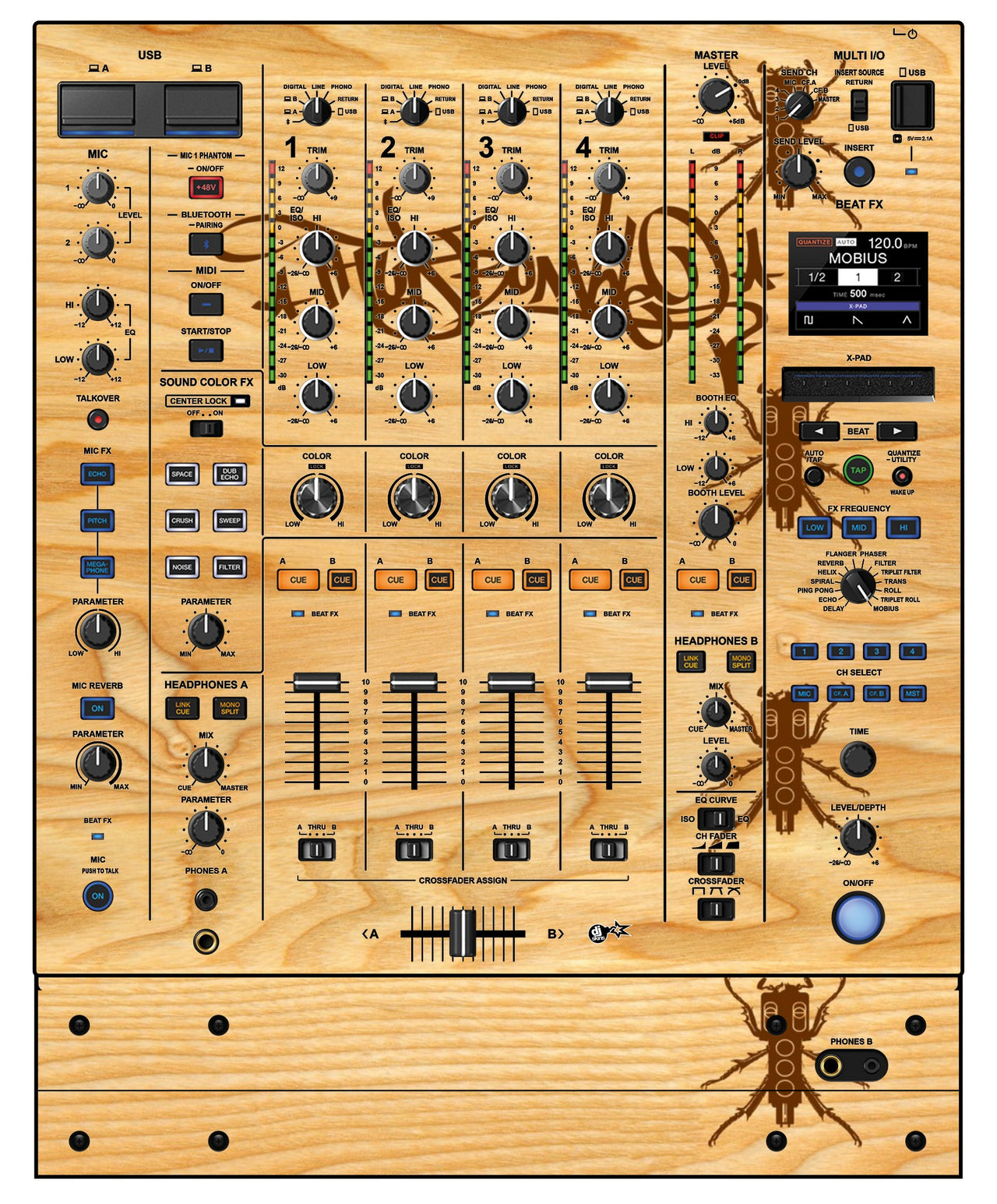 Pioneer DJ DJM A9 Skin Thudrumble Wood