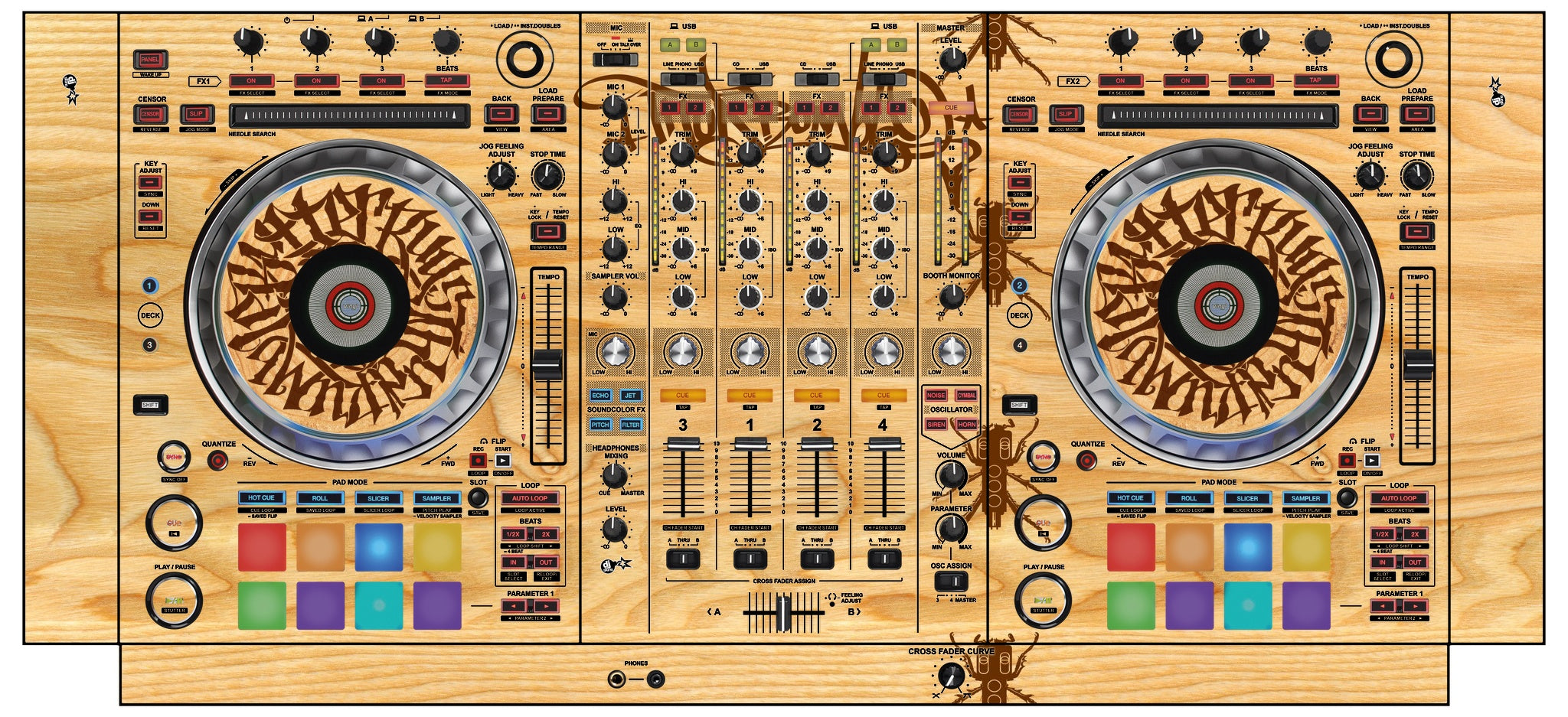 Pioneer DJ DDJ SZ 2 Skin Thudrumble Wood