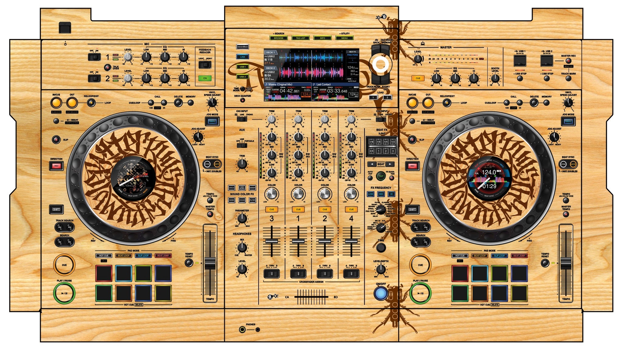 Pioneer DJ XDJ XZ Skin Thudrumble Wood