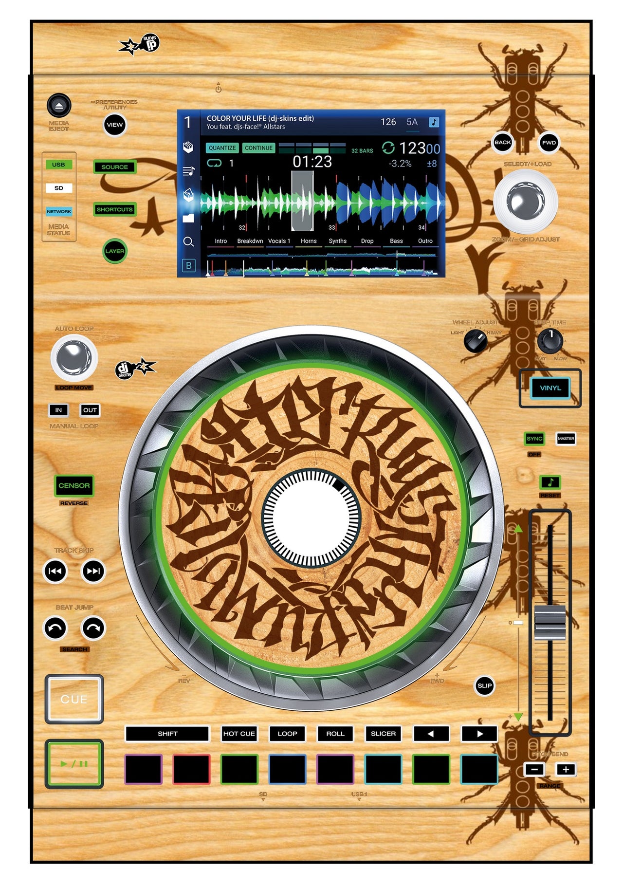 Denon DJ SC 5000 Skin Thudrumble Wood