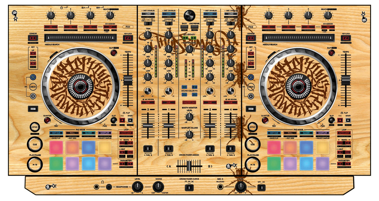 Pioneer DJ DDJ SX 3 Skin Thudrumble Wood