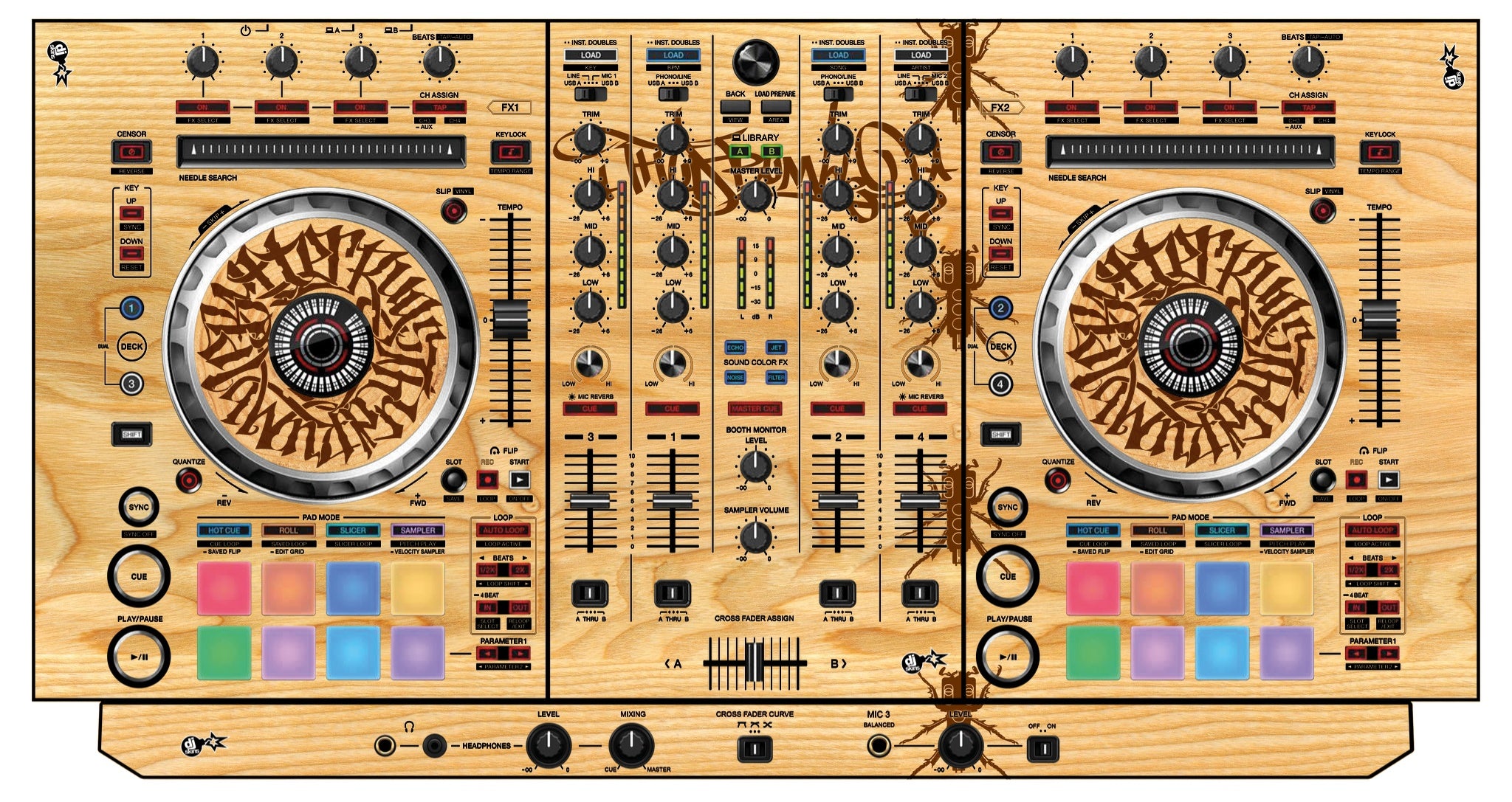 Pioneer DJ DDJ SX 3 Skin Thudrumble Wood