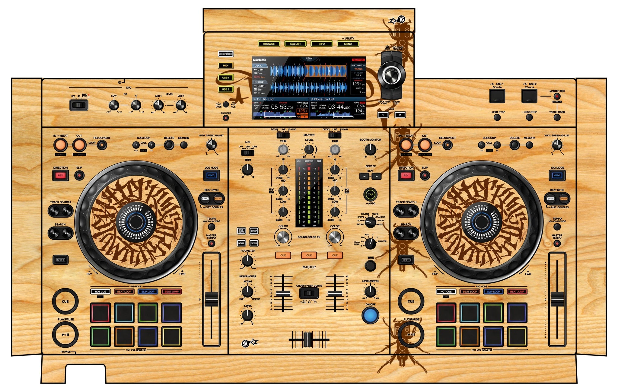 Pioneer DJ XDJ RX 2 Skin Thudrumble Wood