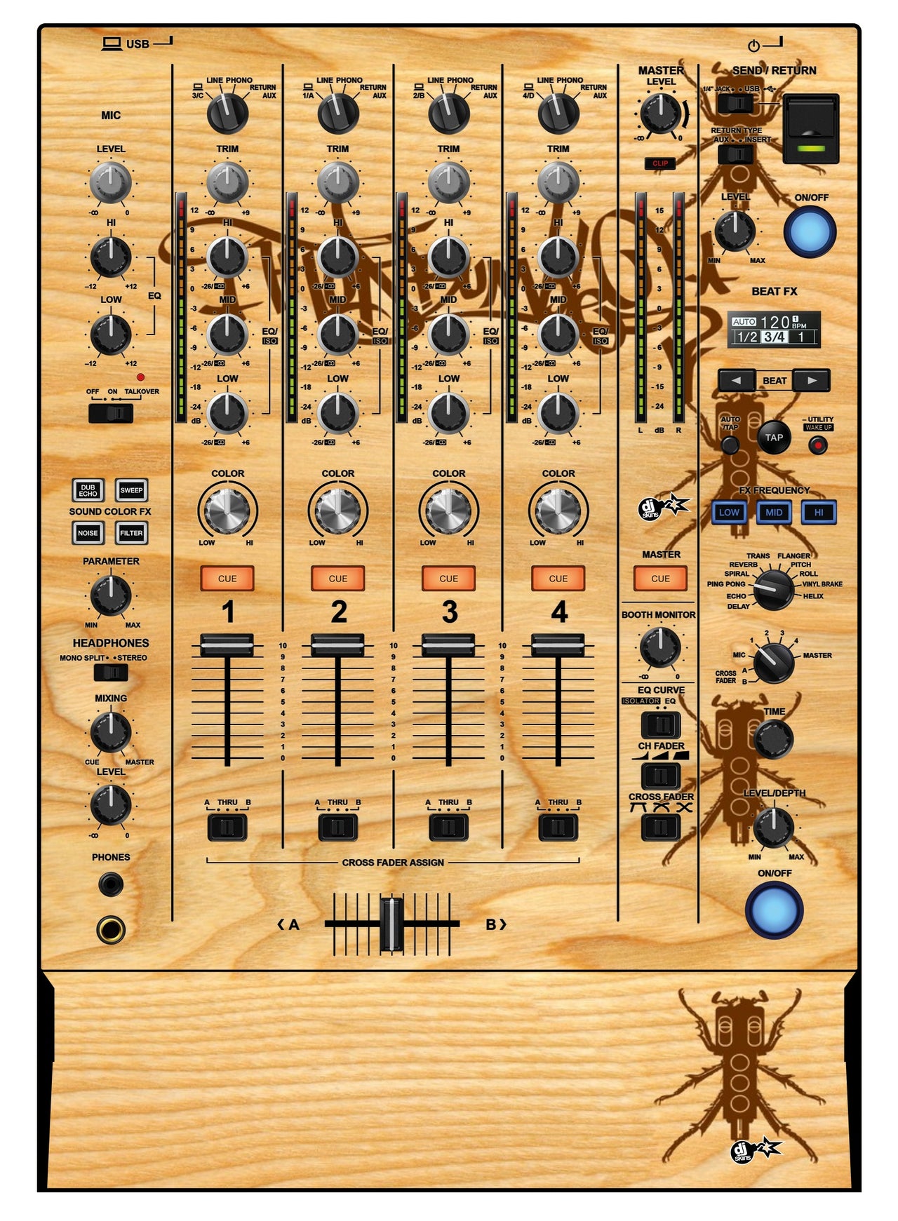 Pioneer DJ DJM 750 MK2 Skin Thudrumble Wood