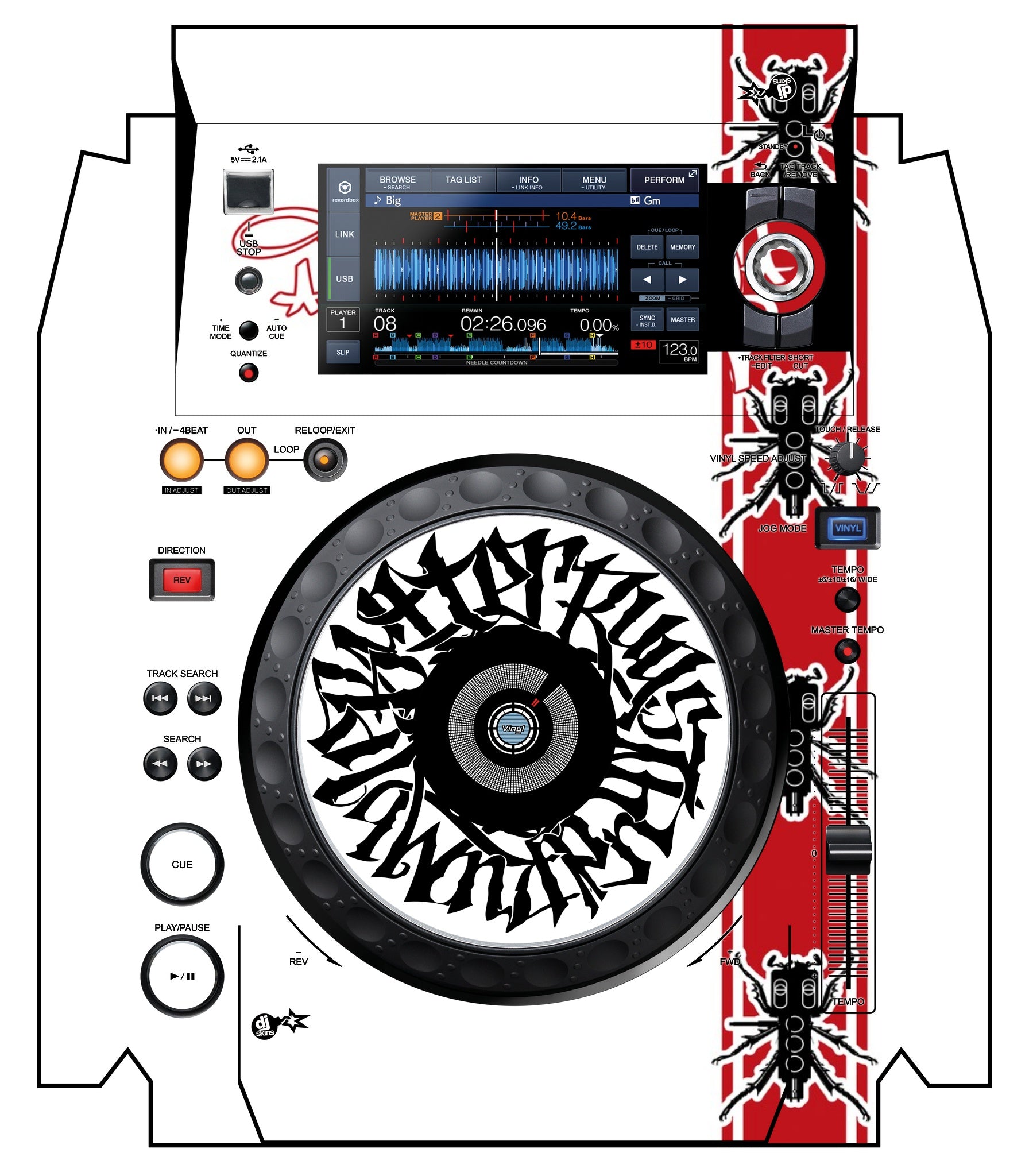 Pioneer DJ XDJ 1000 MK2 Skin Thudrumble