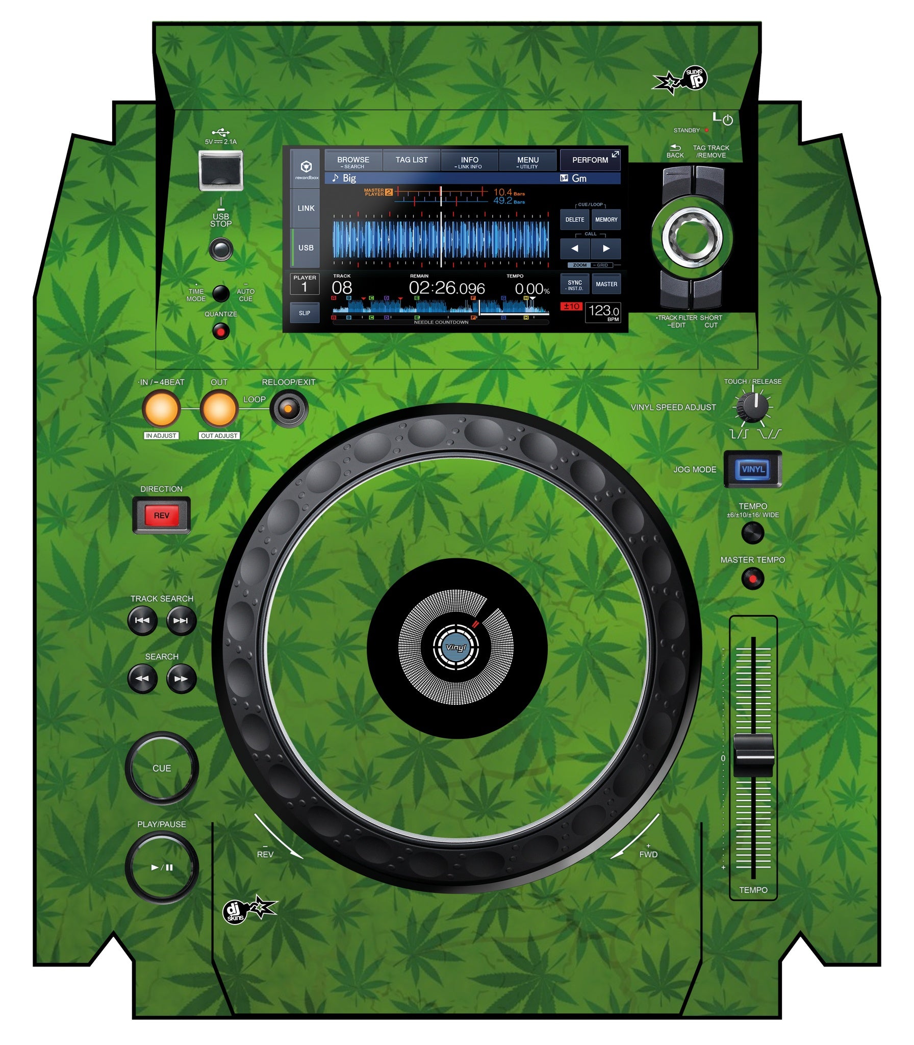 Pioneer DJ XDJ 1000 MK2 Skin Weedhead