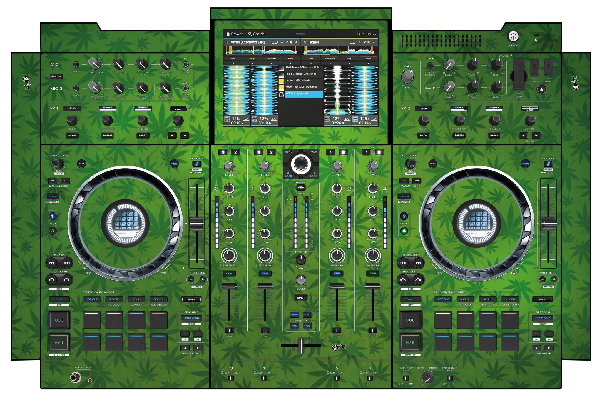 Denon DJ PRIME 4+ Skin Weedhead