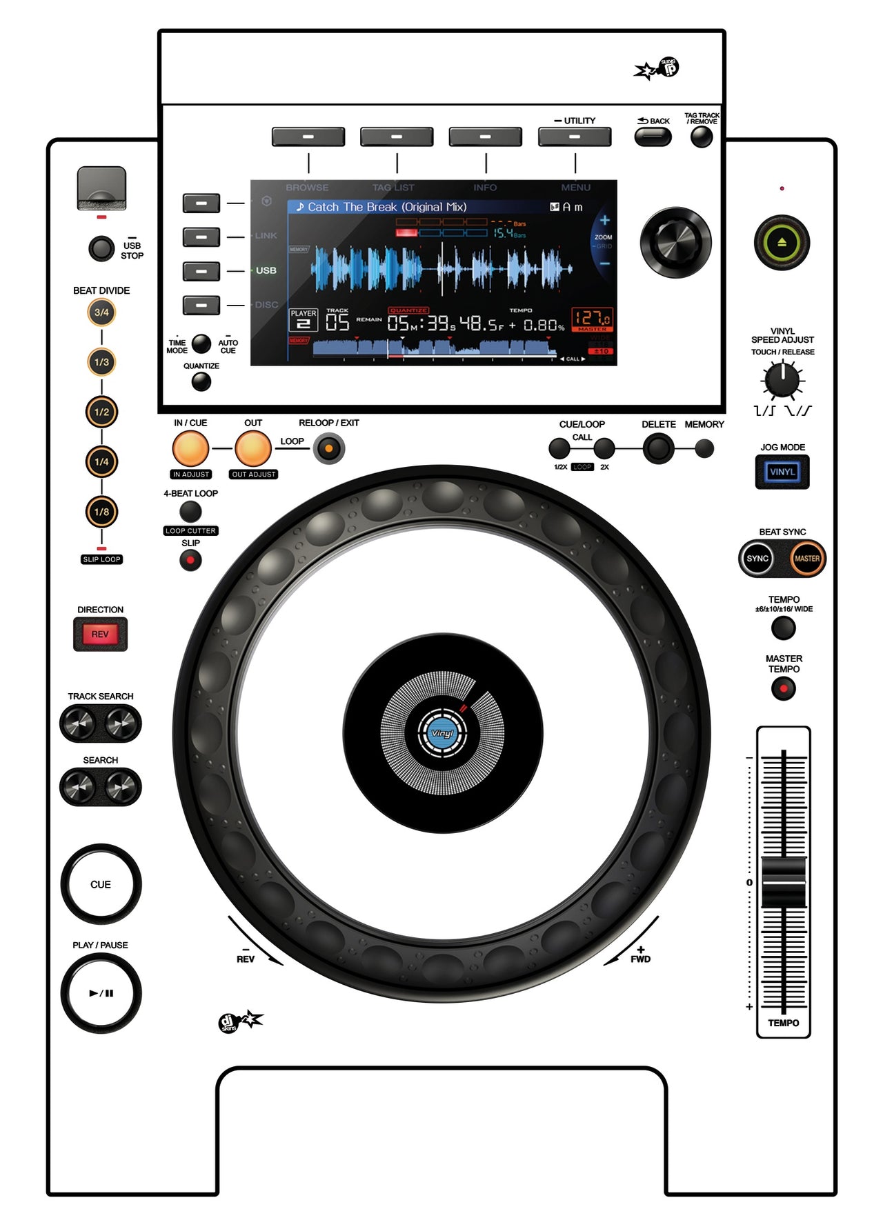 Pioneer DJ CDJ 900 NEXUS Skin White
