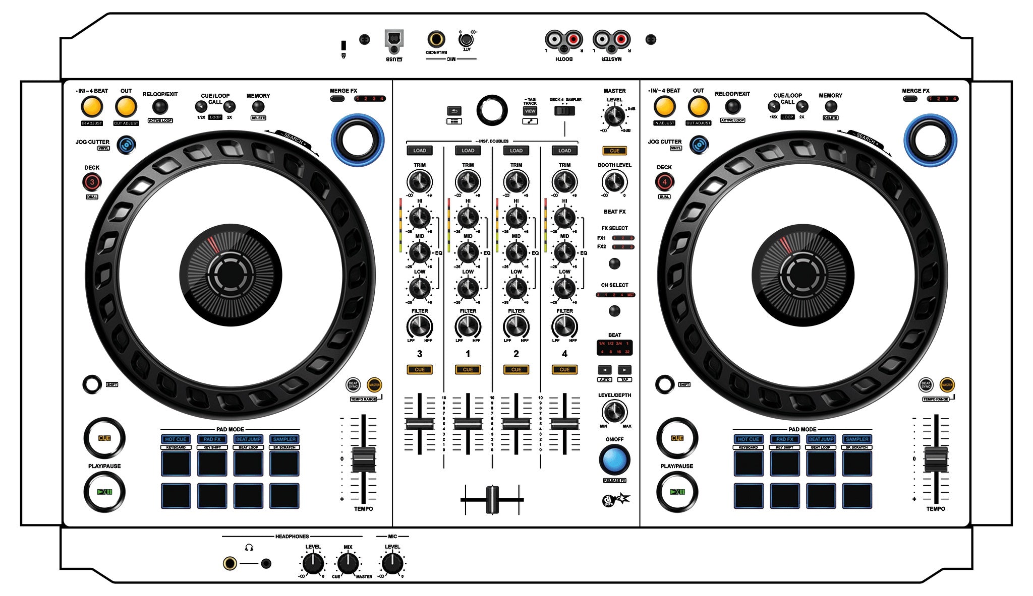 Pioneer DJ DDJ FLX6 Skin White