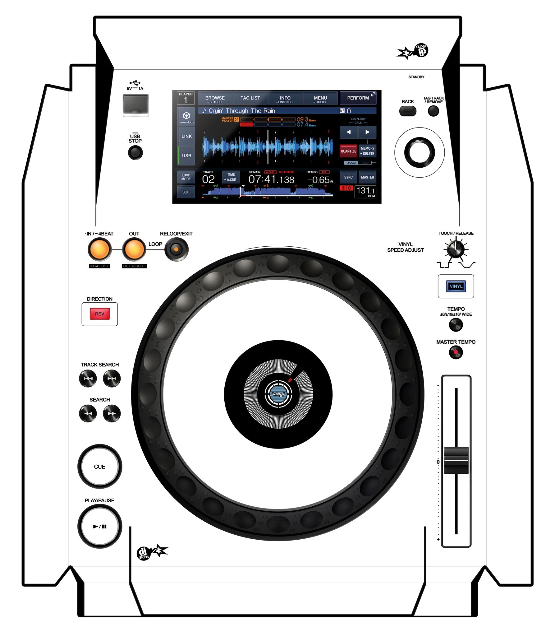 Pioneer DJ XDJ 1000 Skin White