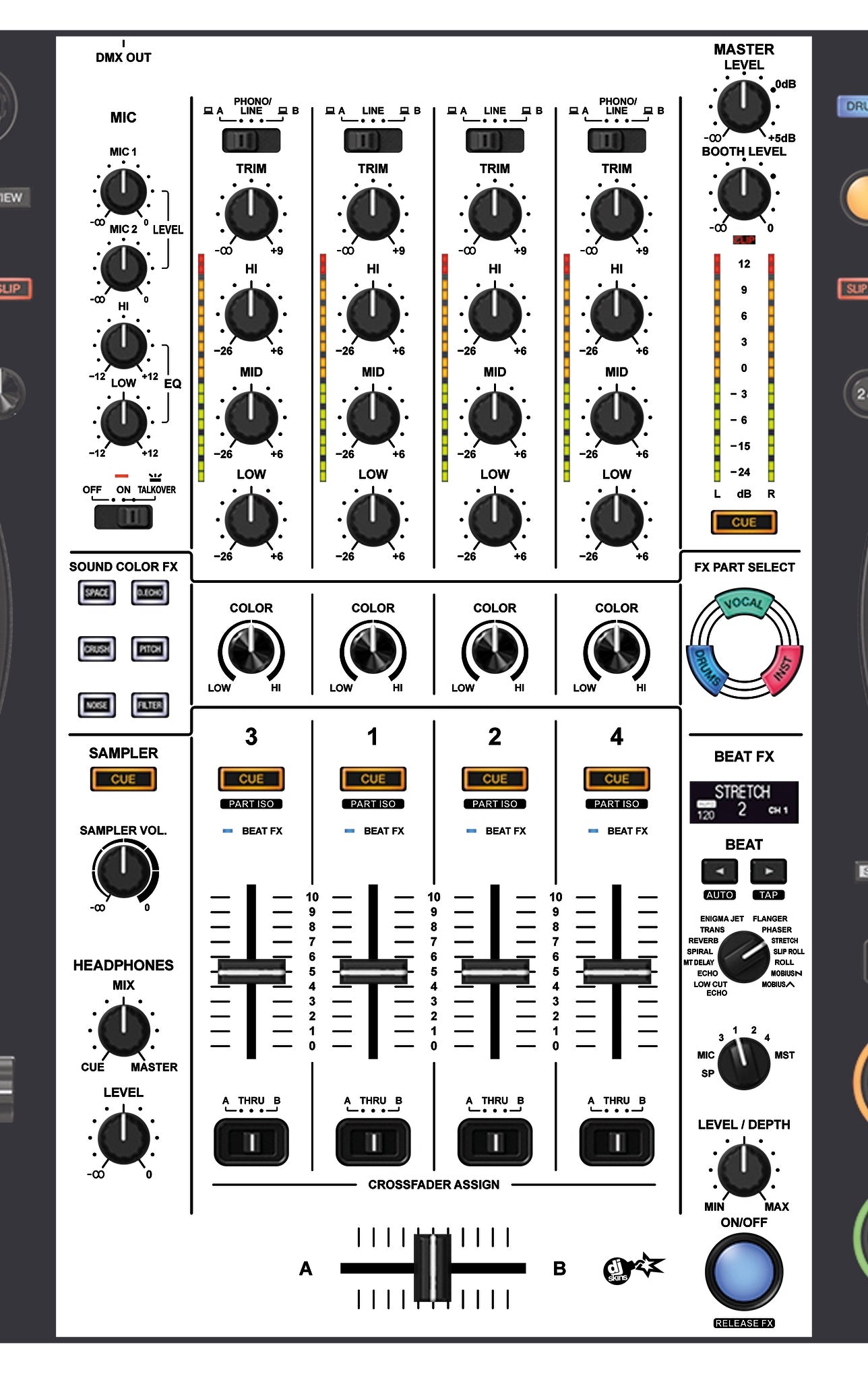 Pioneer DJ DDJ FLX10 MIXER Skin White