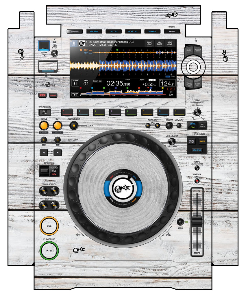 Pioneer DJ CDJ 3000 incl. SIDES Skin Woody White