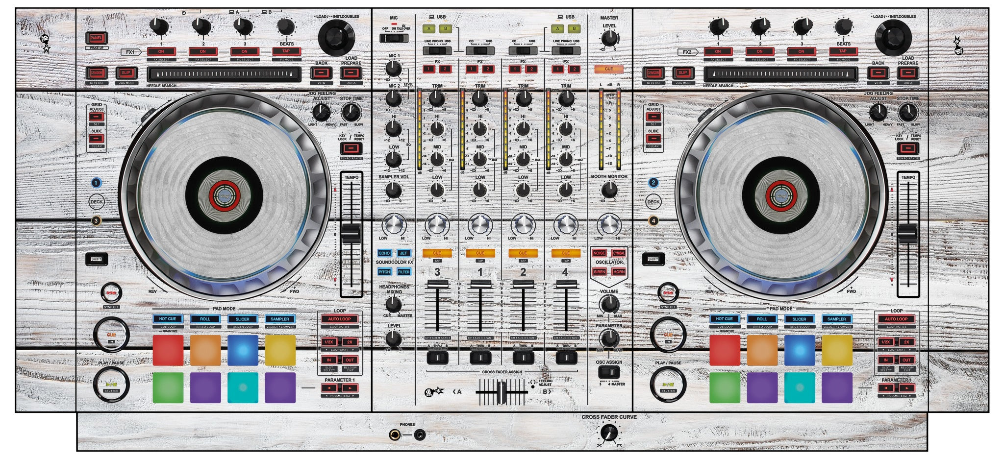 Pioneer DJ DDJ SZ Skin Woody White