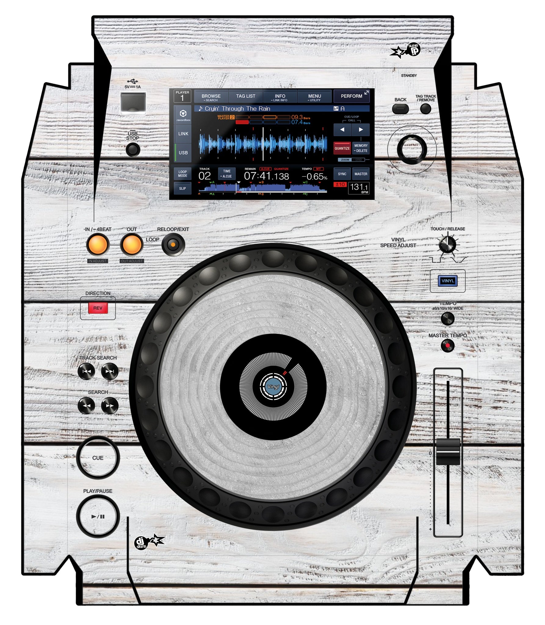 Pioneer DJ XDJ 1000 Skin Woody White
