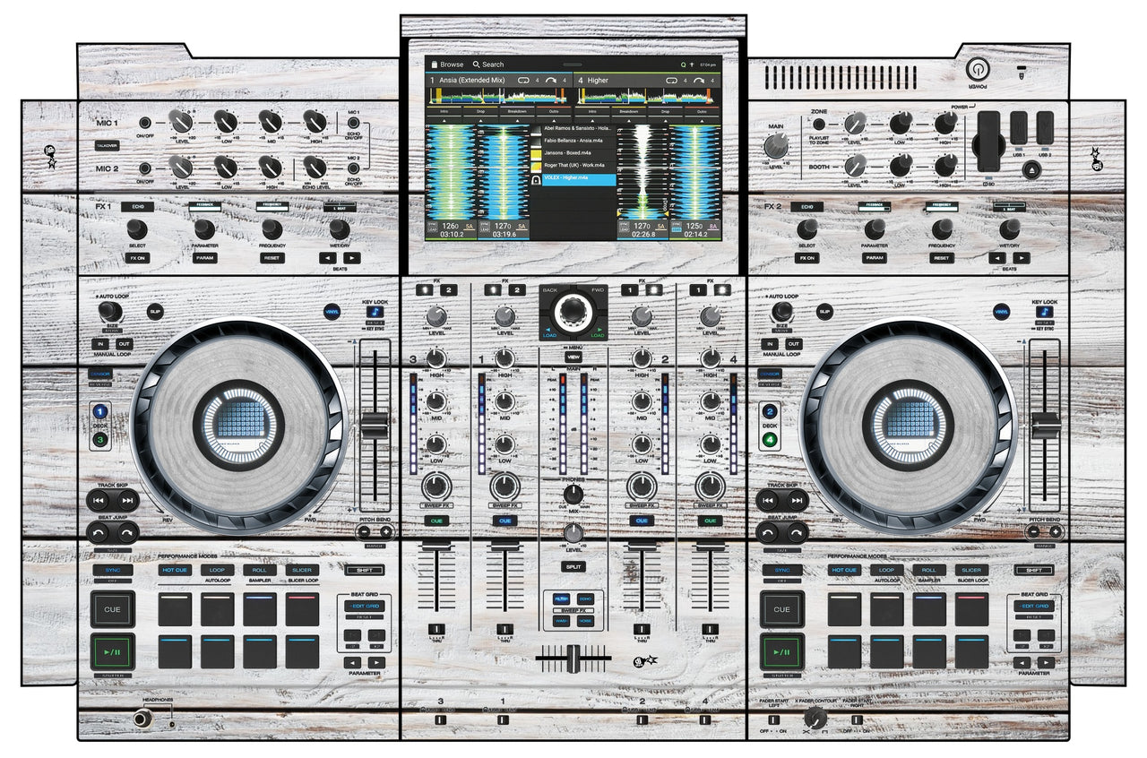 Denon DJ PRIME 4+ Skin Woody White
