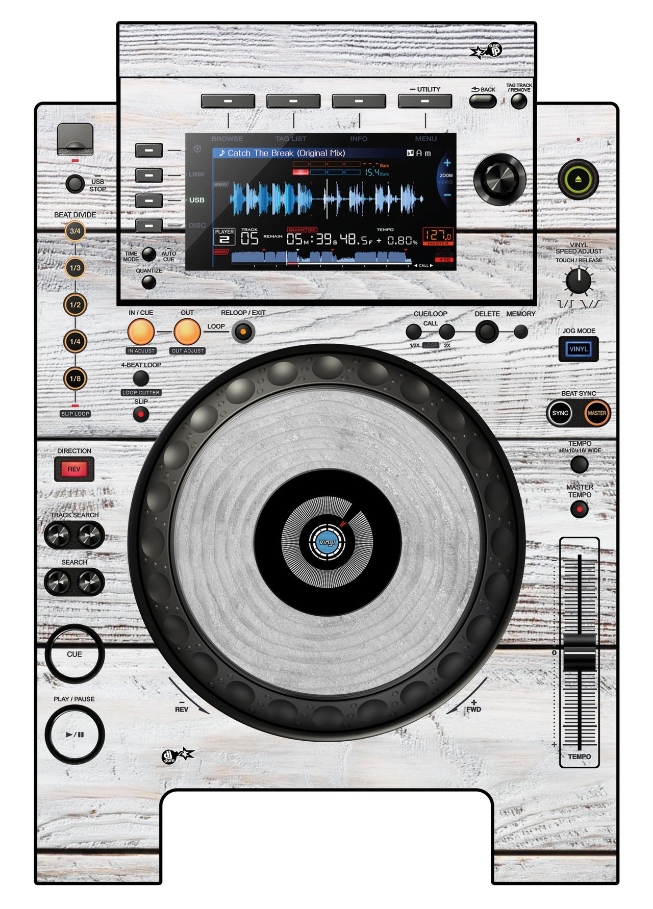 Pioneer DJ CDJ 900 NEXUS Skin Woody White