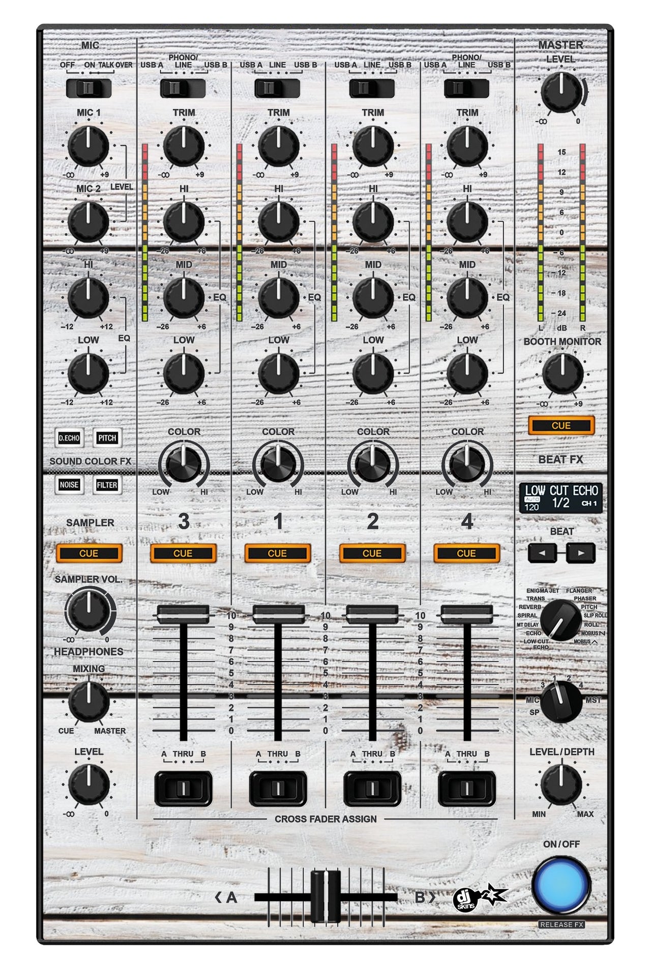 Pioneer DJ DDJ 1000 MIXER Skin Woody White