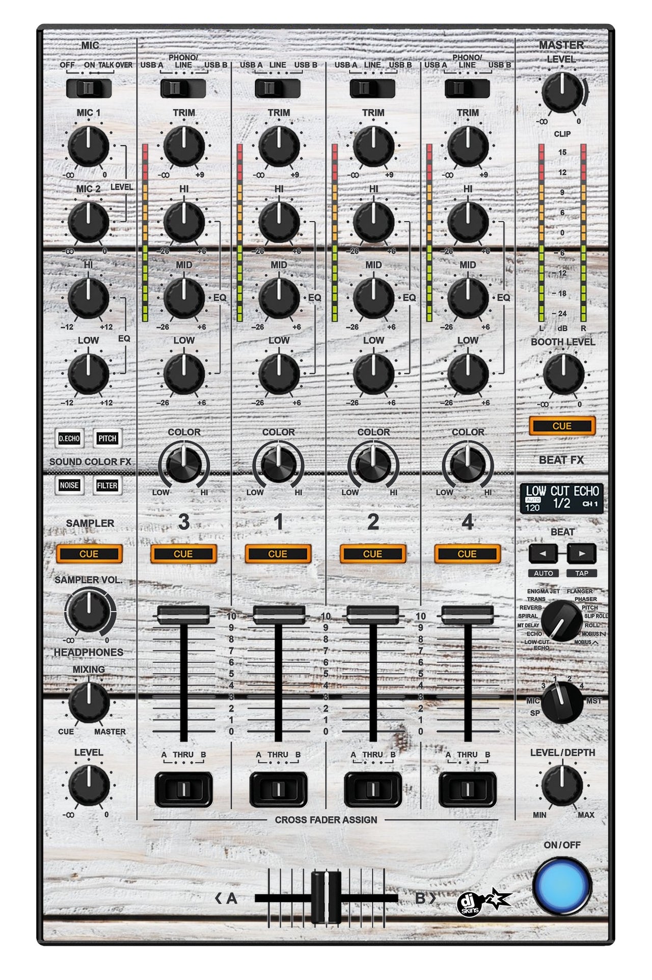 Pioneer DJ DDJ 1000 SRT MIXER Skin Woody White