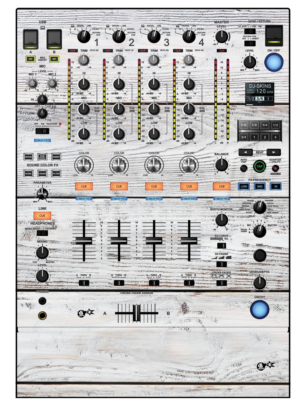 Pioneer DJ DJM 900 NEXUS 2 Skin Woody White