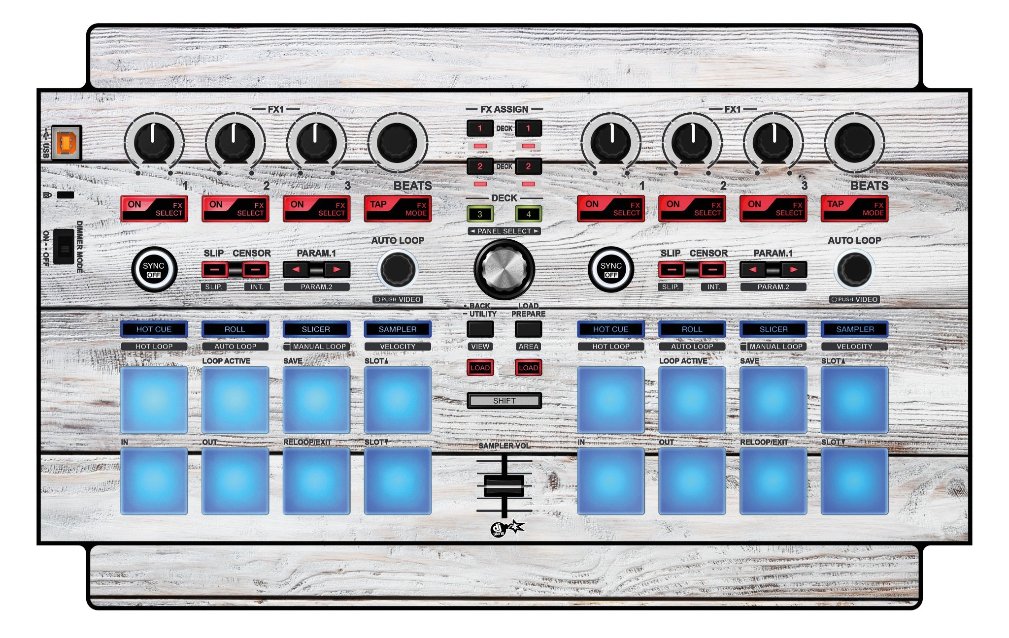 Pioneer DJ DDJ SP 1 Skin Woody White