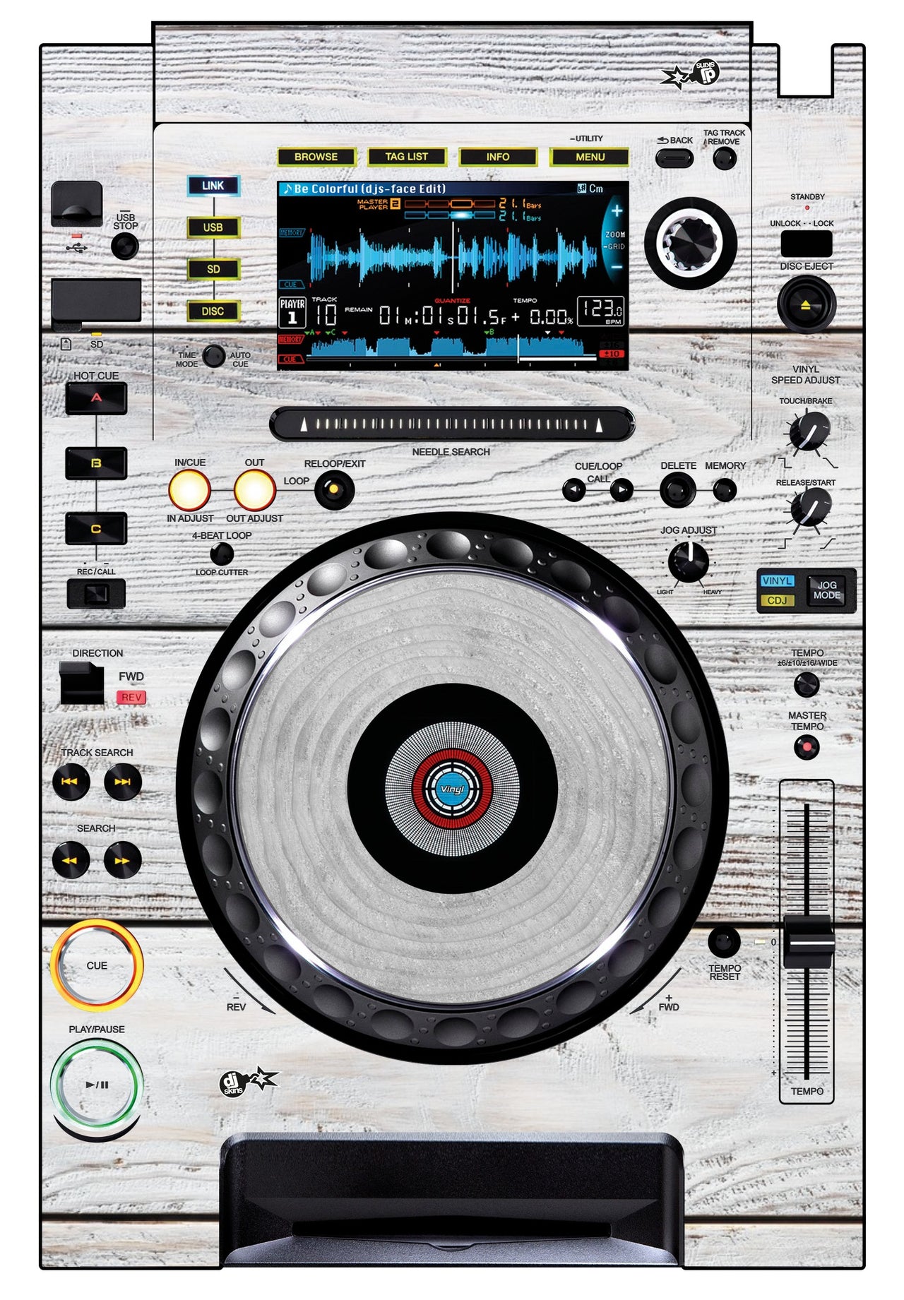 Pioneer DJ CDJ 2000 Skin Woody White