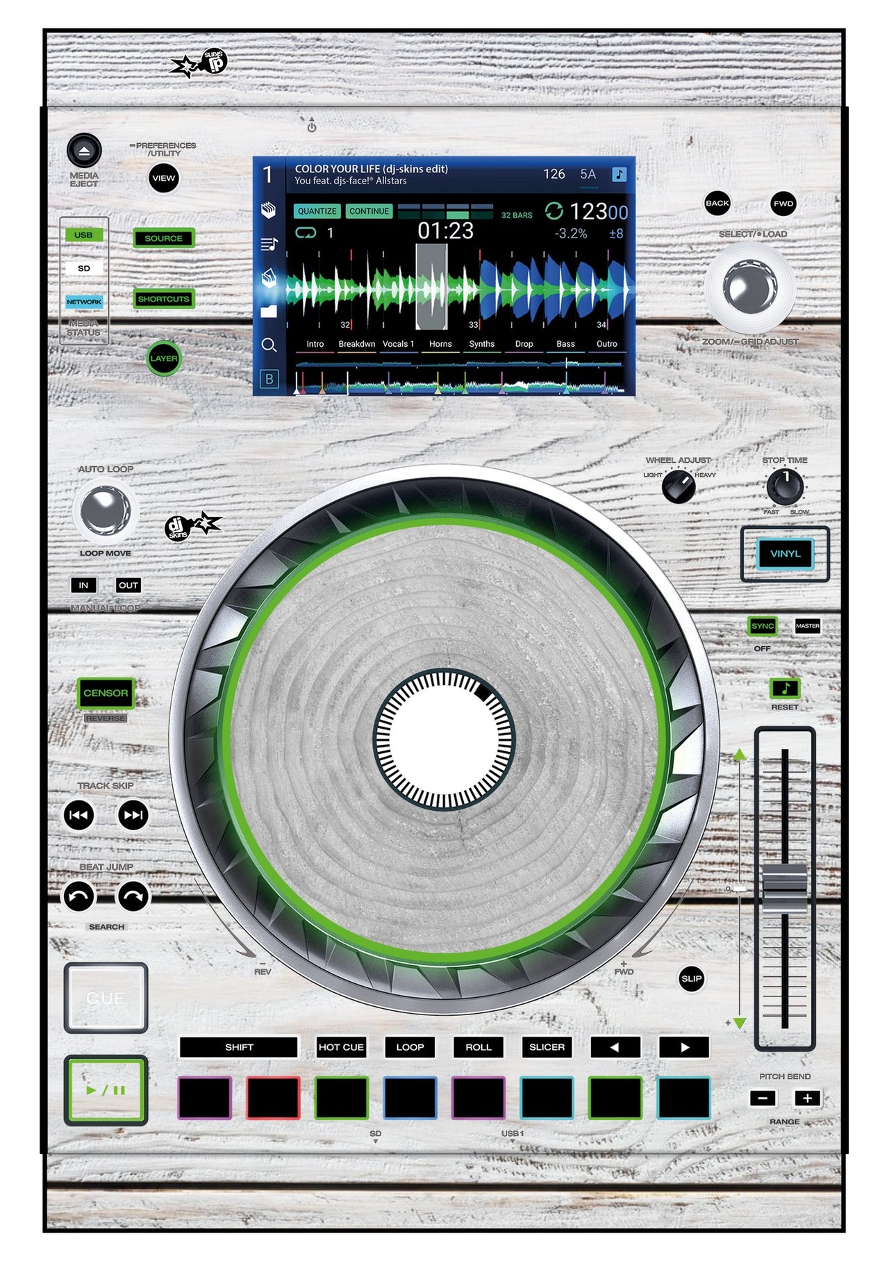 Denon DJ SC 5000 Skin Woody White