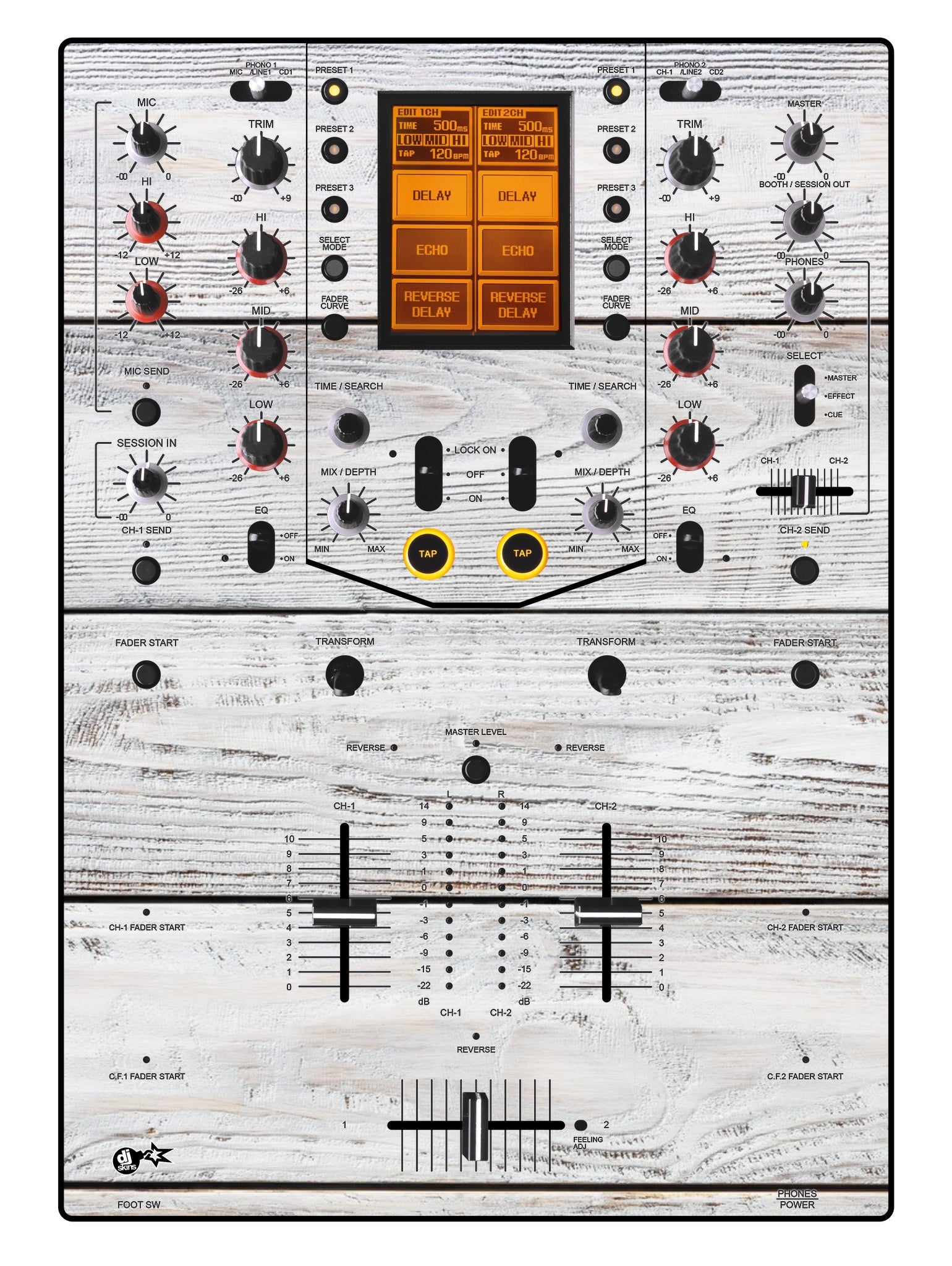 Pioneer DJ DJM 909 Skin Woody White