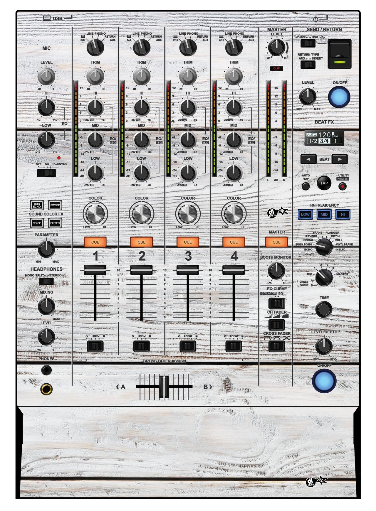 Pioneer DJ DJM 750 MK2 Skin Woody White