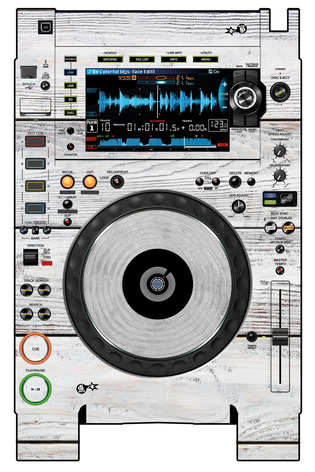 Pioneer DJ CDJ 2000 NEXUS 2 Skin Woody White