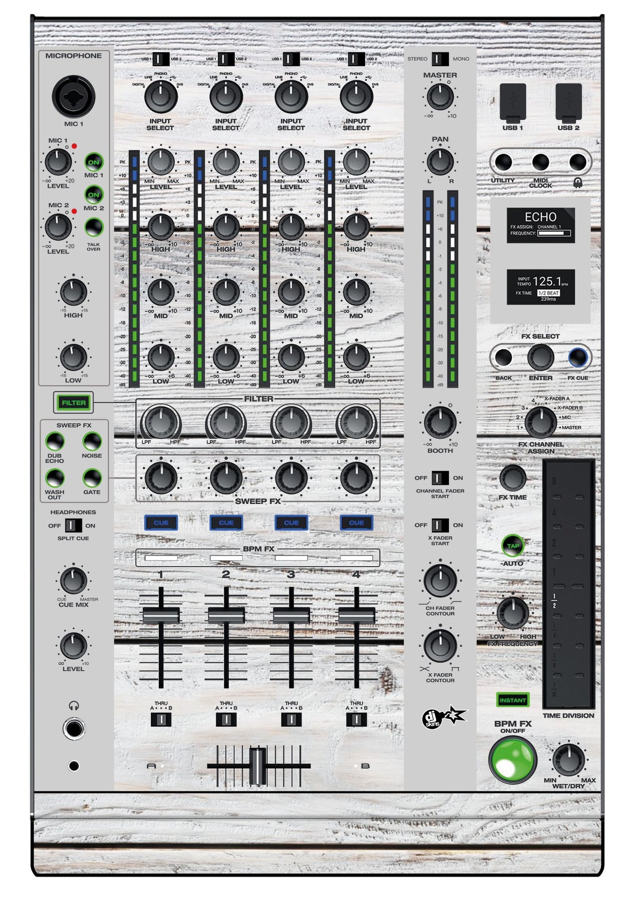 Denon DJ X 1800 Skin Woody White