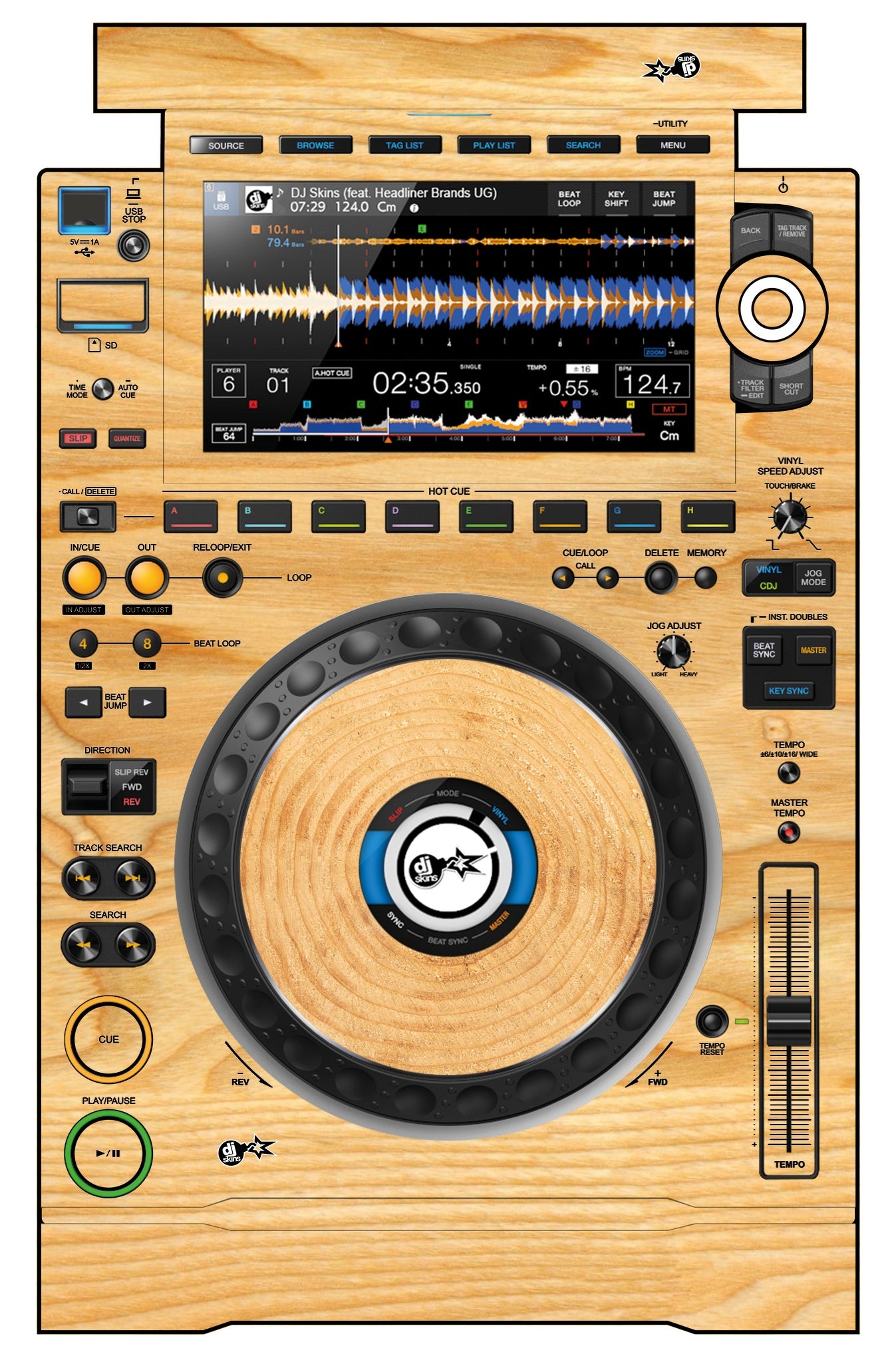 Pioneer DJ CDJ 3000 Skin Woody