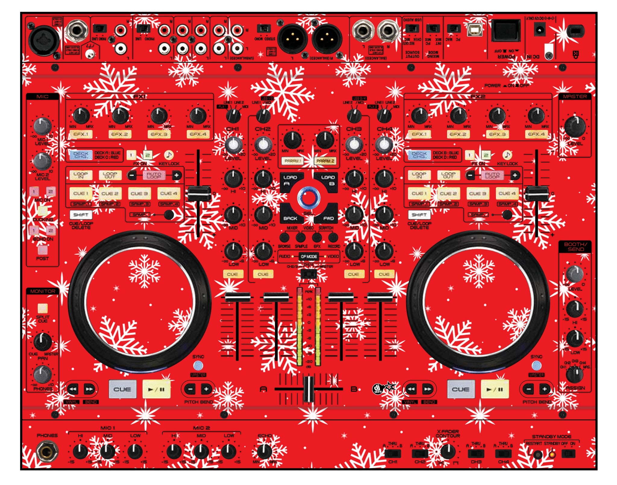 Denon DJ MC 6000 Skin X-MAS Red Snowflakes