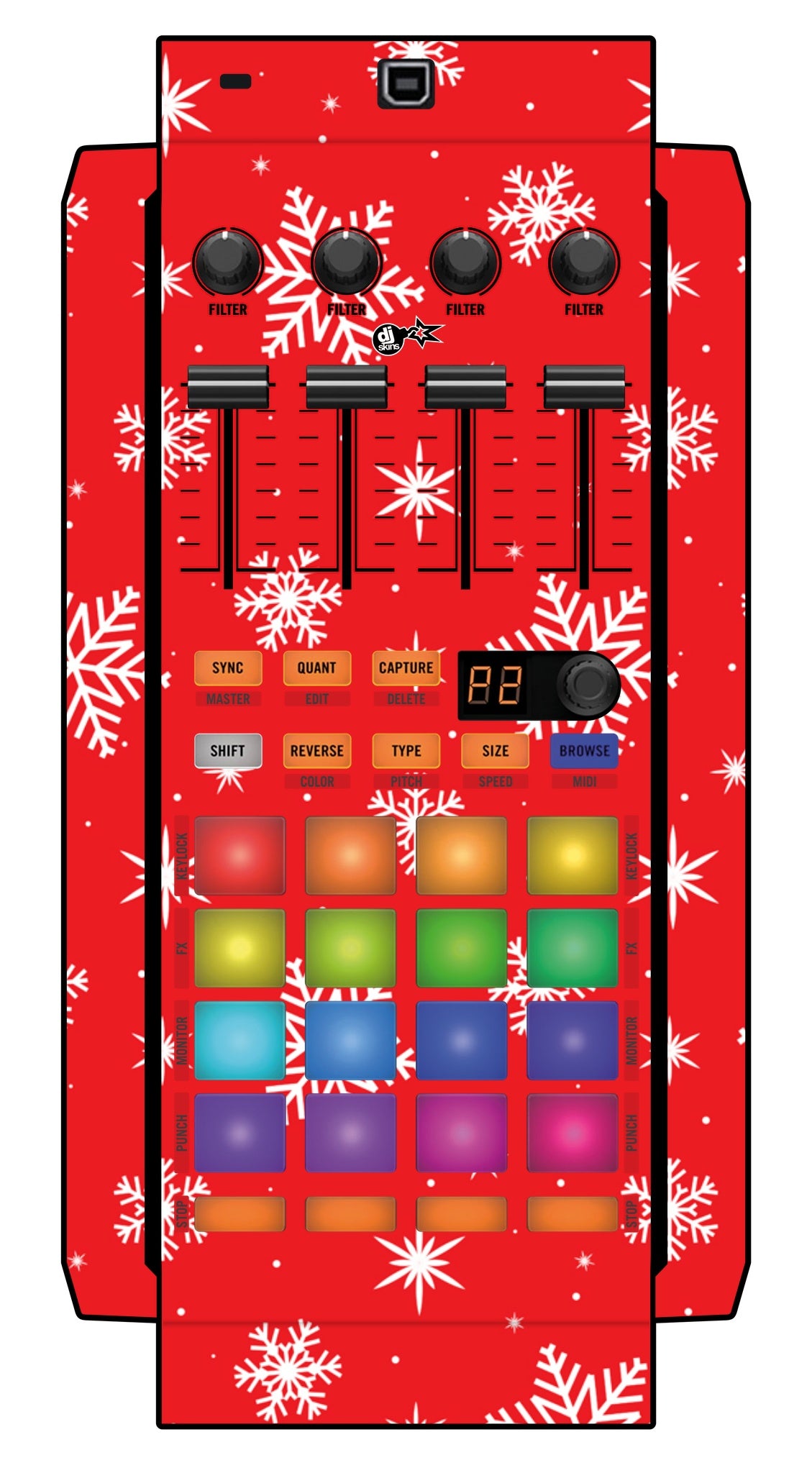 Native Instruments F1 Skin X-MAS Red Snowflakes