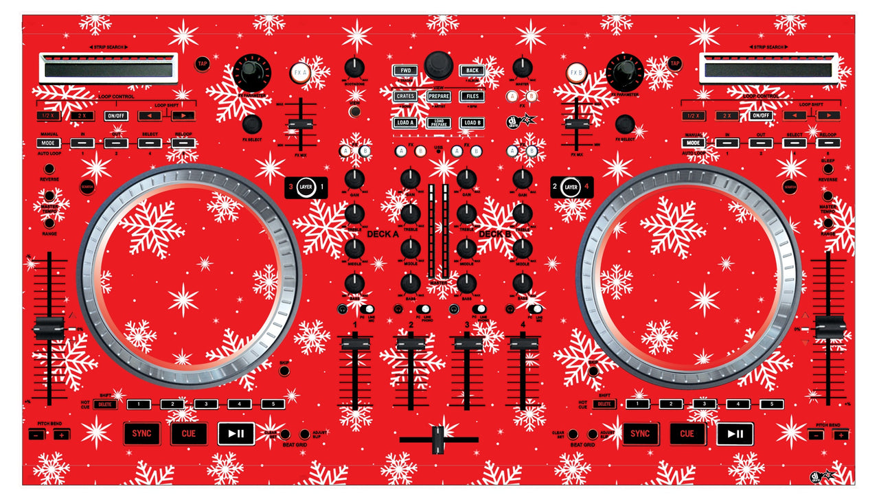 Numark NS 6 Skin X-MAS Red Snowflakes