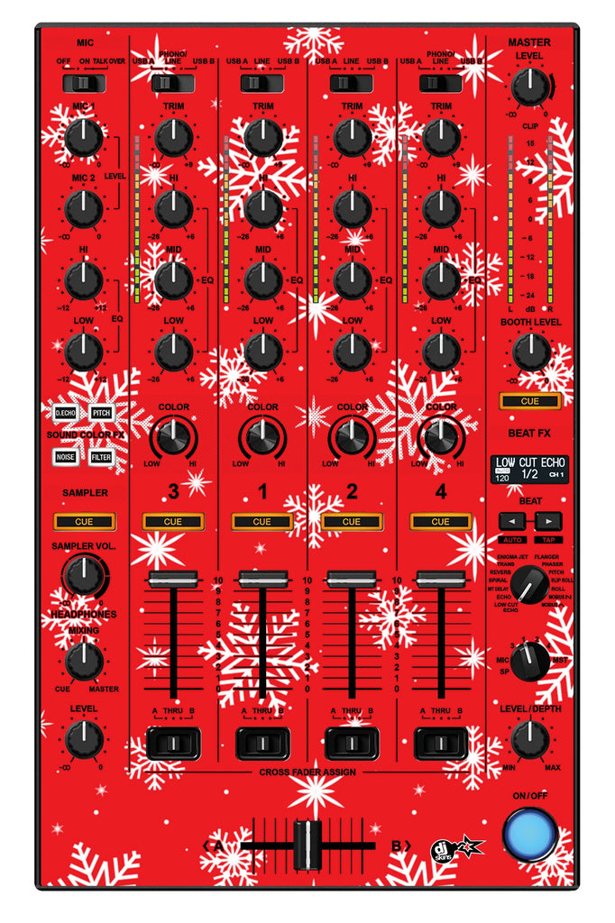 Pioneer DJ DDJ 1000 SRT MIXER Skin X-MAS Red Snowflakes