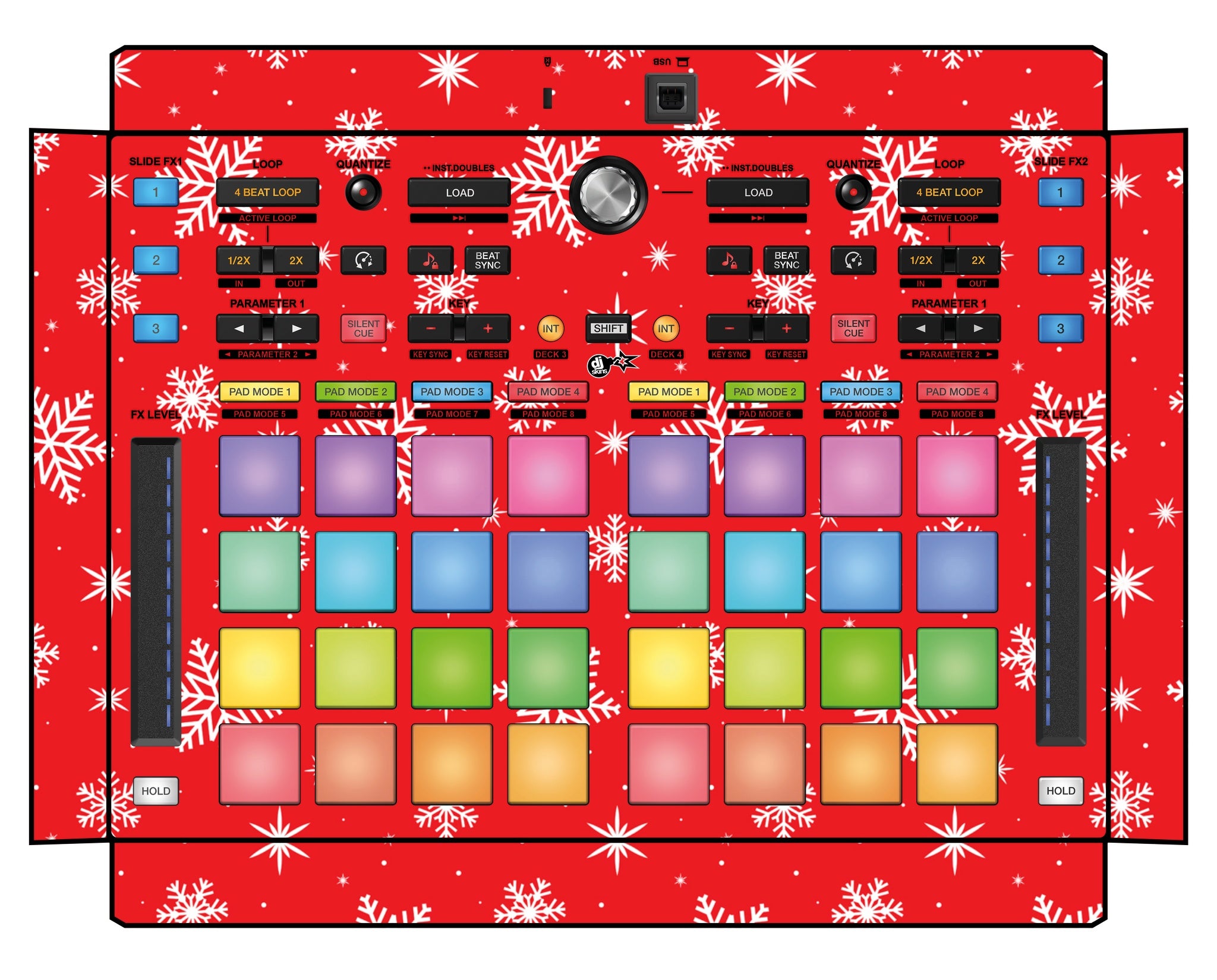 Pioneer DJ DDJ XP 2 Skin X-MAS Red Snowflakes