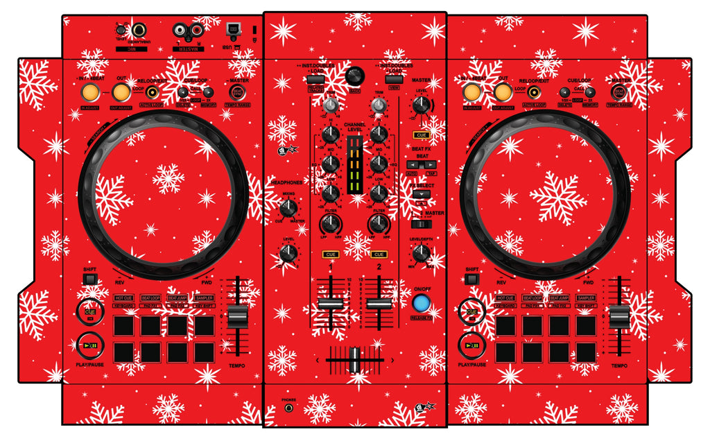 Pioneer DJ DDJ 400 Skin X-MAS Red Snowflakes