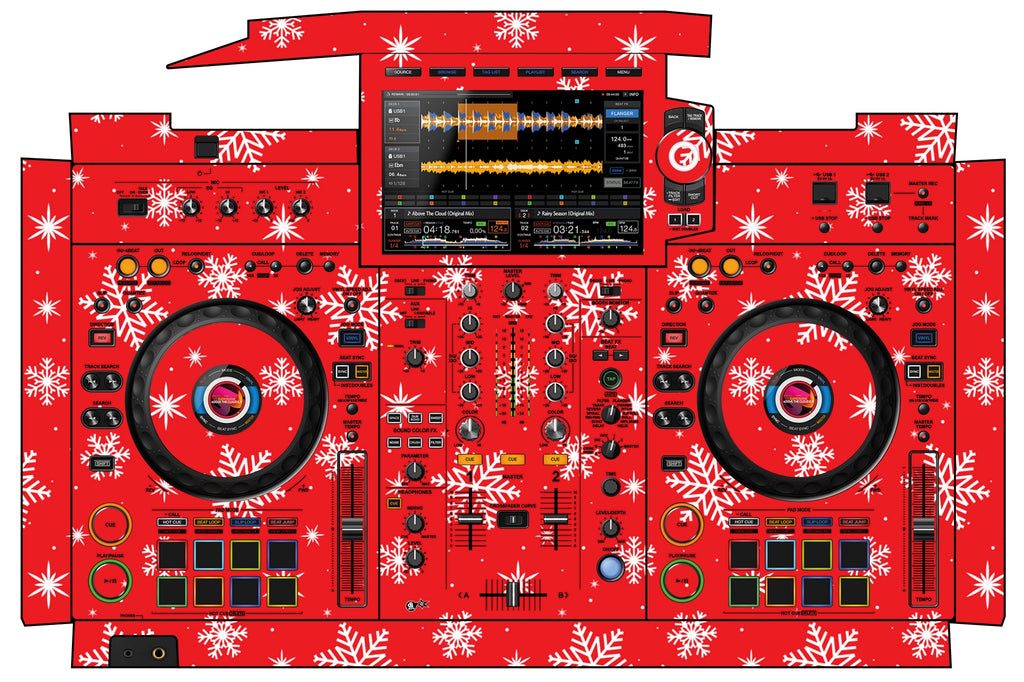 Pioneer DJ XDJ RX 3 Skin X-MAS Red Snowflakes
