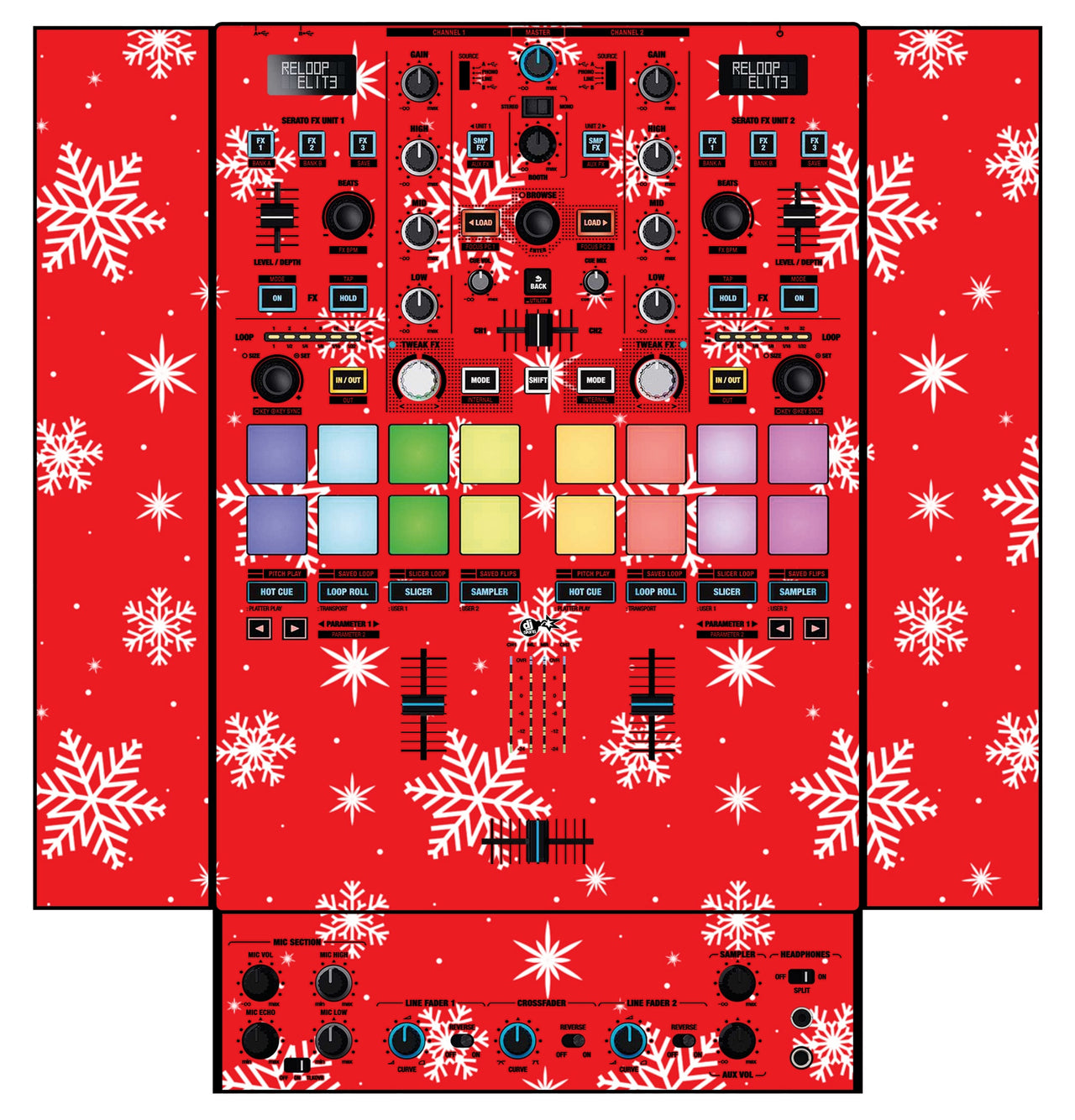 Reloop Elite Skin X-MAS Red Snowflakes