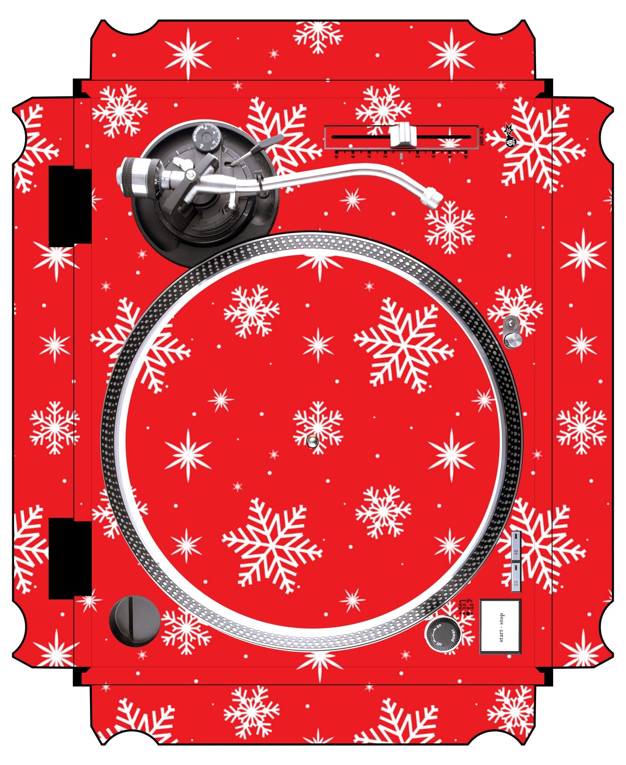 Technics 1200 / 1210 MK2 VERTICAL Skin X-MAS Red Snowflakes