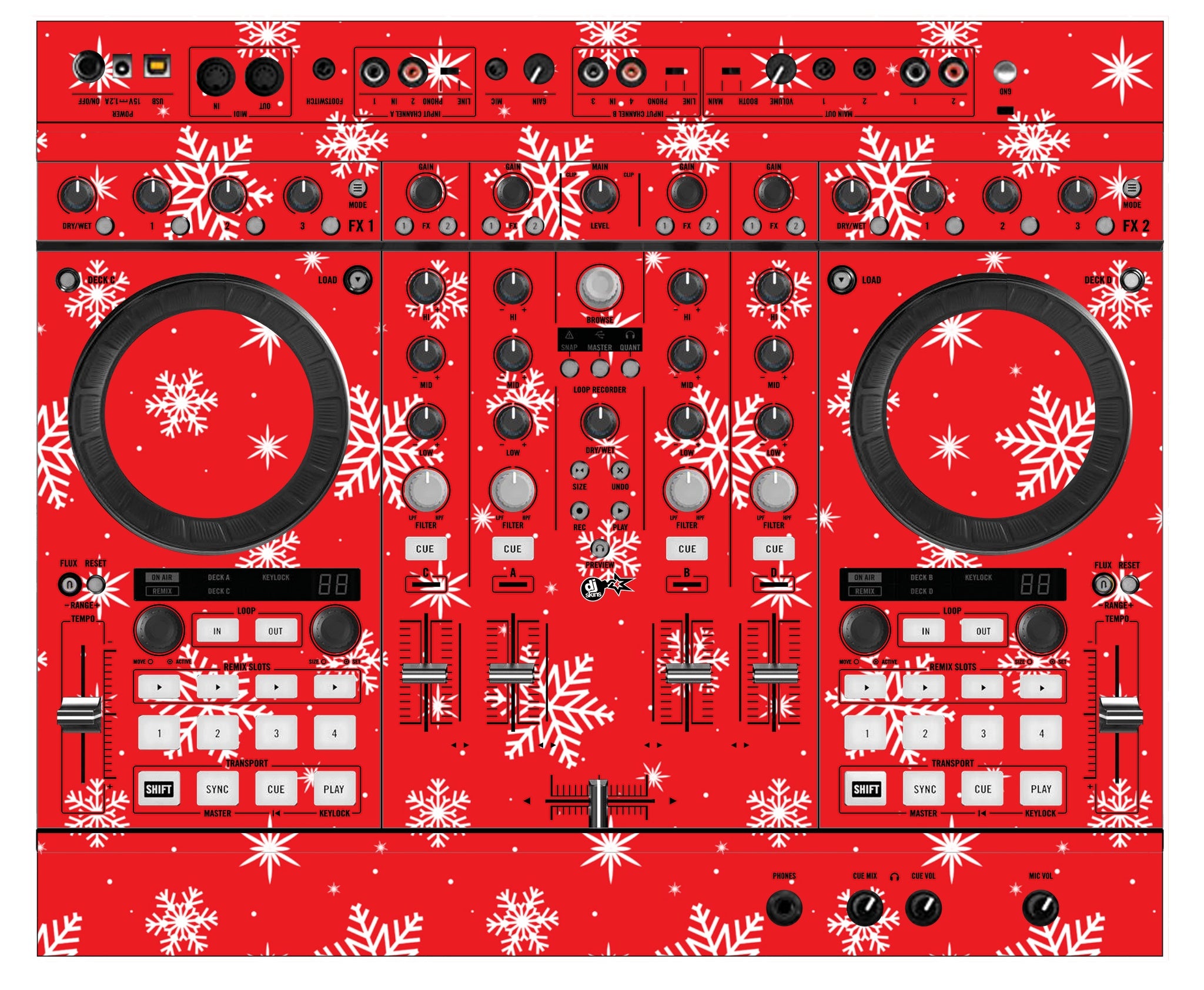 Native Instruments S4 MK2 Skin X-MAS Red Snowflakes