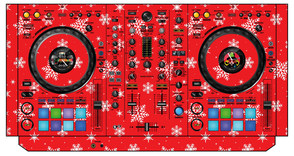 Pioneer DJ DDJ 800 Skin X-MAS Red Snowflakes