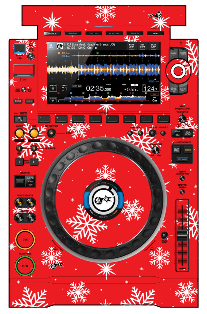 Pioneer DJ CDJ 3000 Skin X-MAS Red Snowflakes