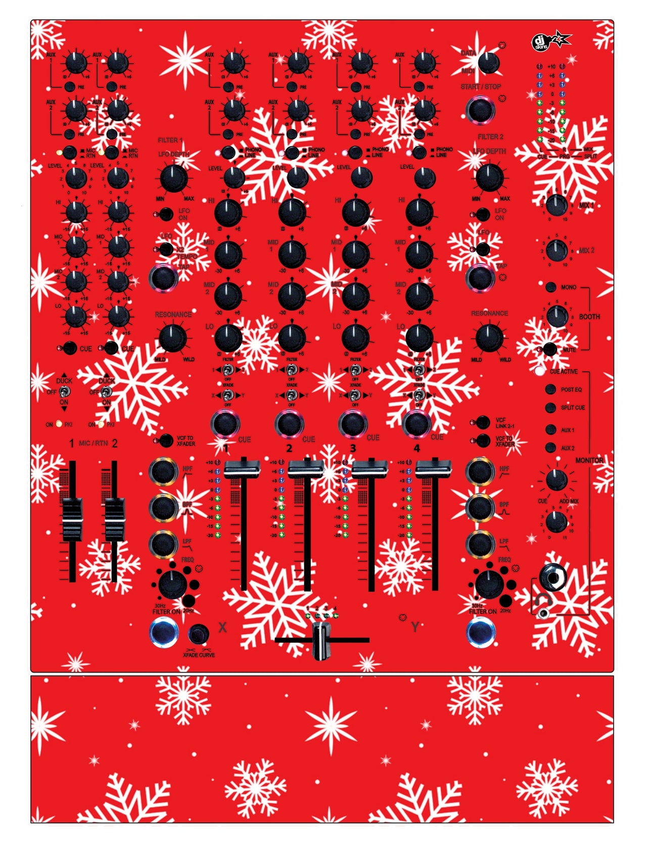 Allen and Heath XONE 92 Skin X-MAS Red Snowflakes